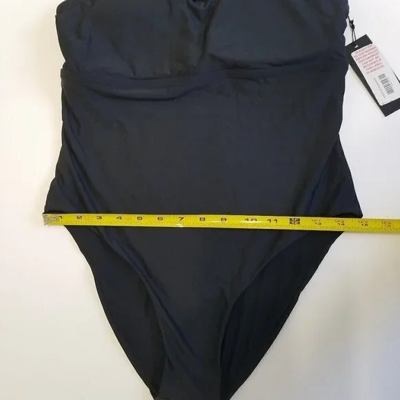 NWT Gianni Bini Black Ruffle Padded One Piece Swimsuit Size L